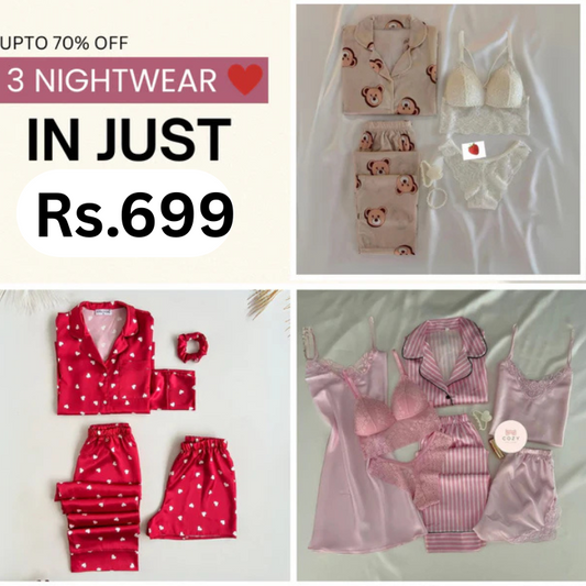 Women's Night Wear 3-Pack Combo
